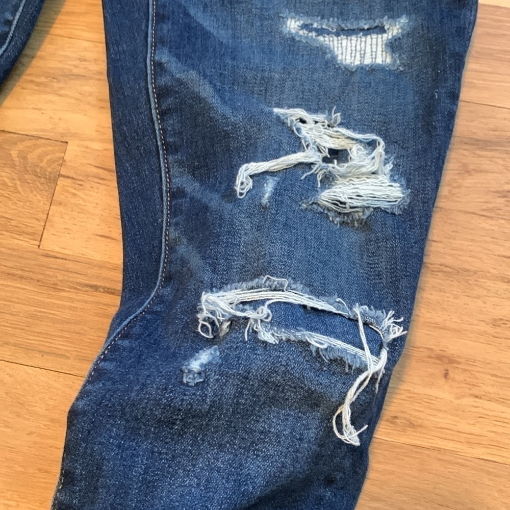 AEO Ne(x)t Level Stretch Dark Wash Distressed Cropped Skinny Jeans Women’s 2R - Picture 8 of 16